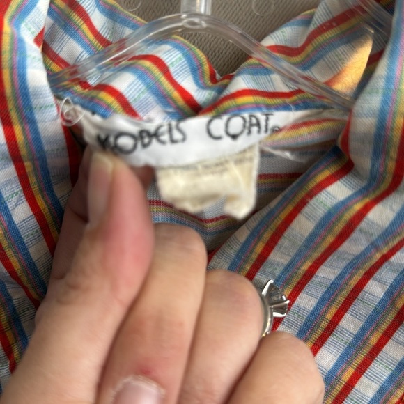 80s Vintage Plaid Snap Front House Coat L - Picture 2 of 5